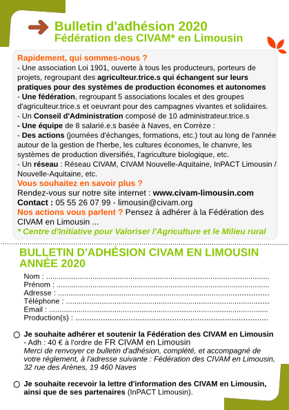 bulletin adhésion 2020